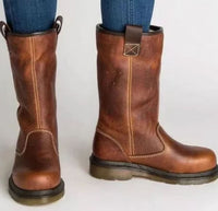 Damen Boots in Braun, Schwarz und Grau mit praktischem Zugsystem - 1 - Trendlinie