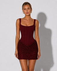 Mini Kleid Damen mit figurbetonter Silhouette und V-Ausschnitt - 1 - Trendlinie