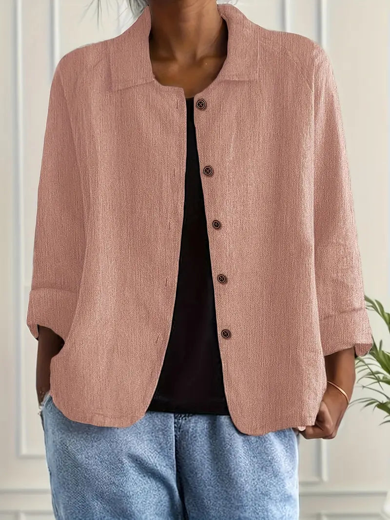 Bluse Damen hellblau oversize langärmlig mit Hemdkragen