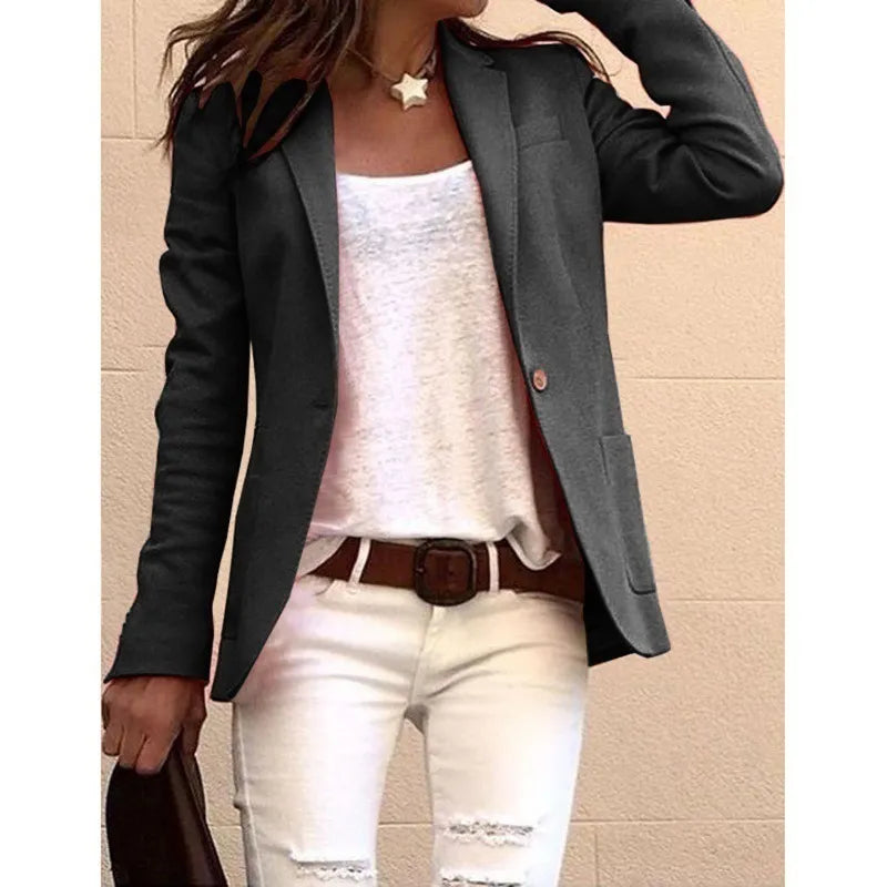 Blazer Damen rot einreihig mit Eingrifftaschen und Reverskragen