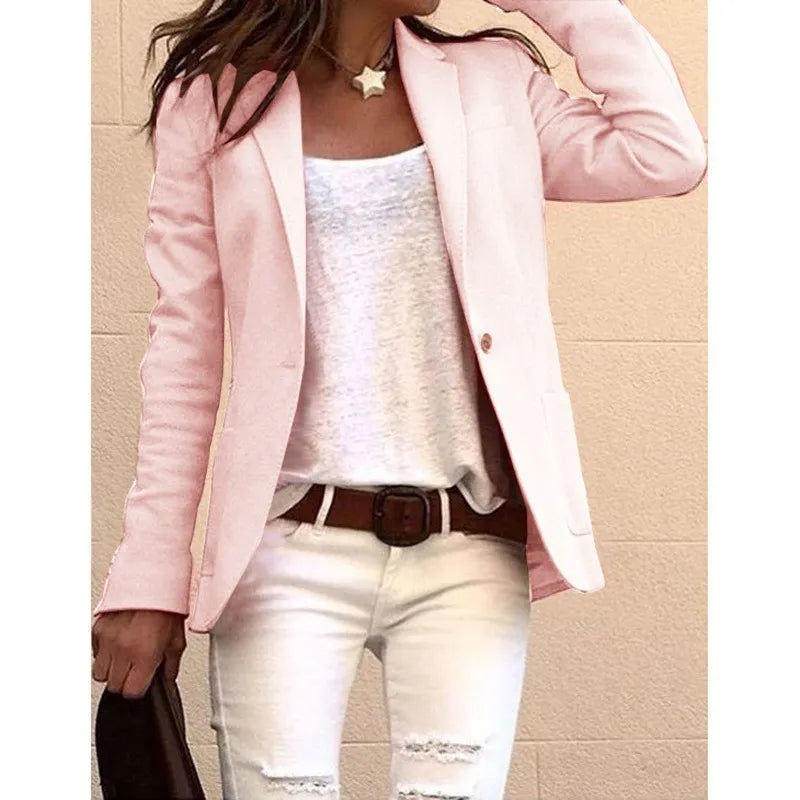Blazer Damen rot einreihig mit Eingrifftaschen und Reverskragen