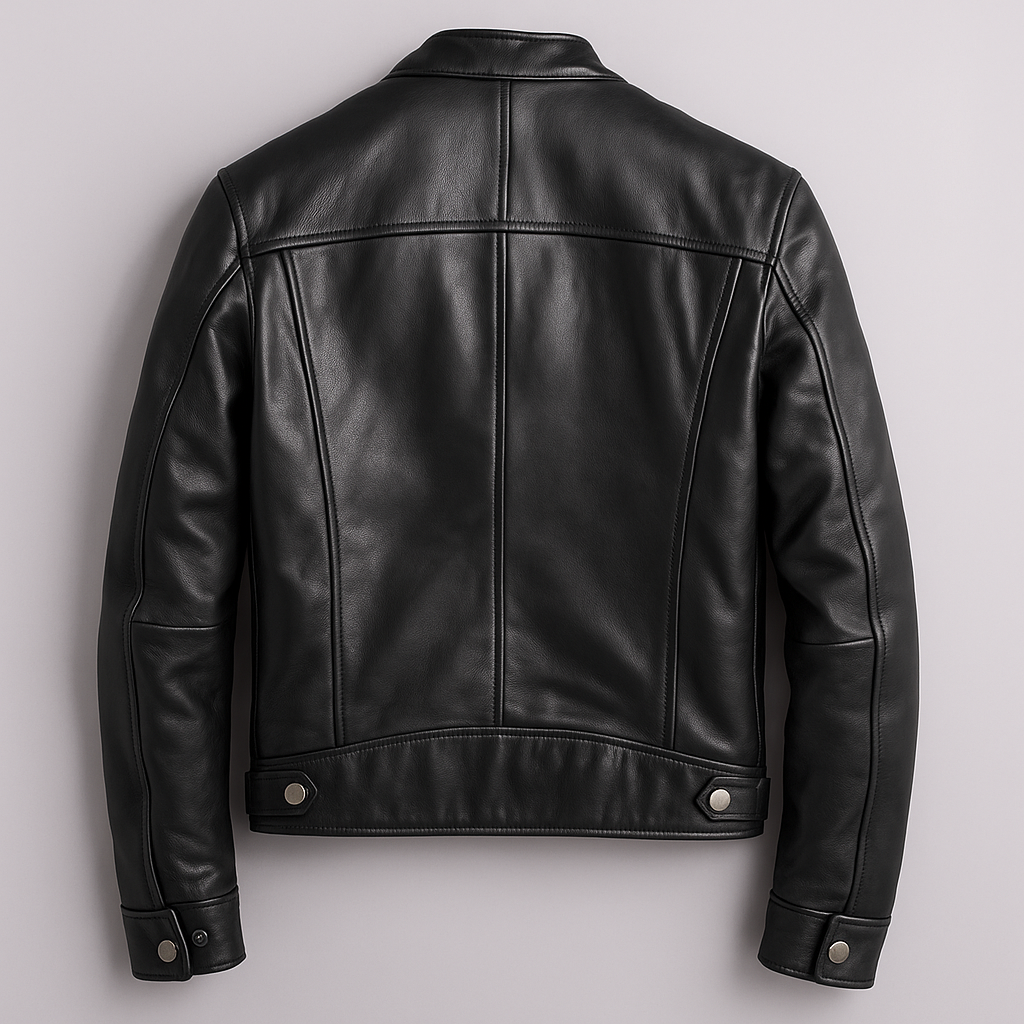 Bikerjacke Herren braun mit Stehkragen und Reißverschluss