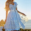 Kleid Damen blau mit Herzausschnitt und ausgestelltem Rock