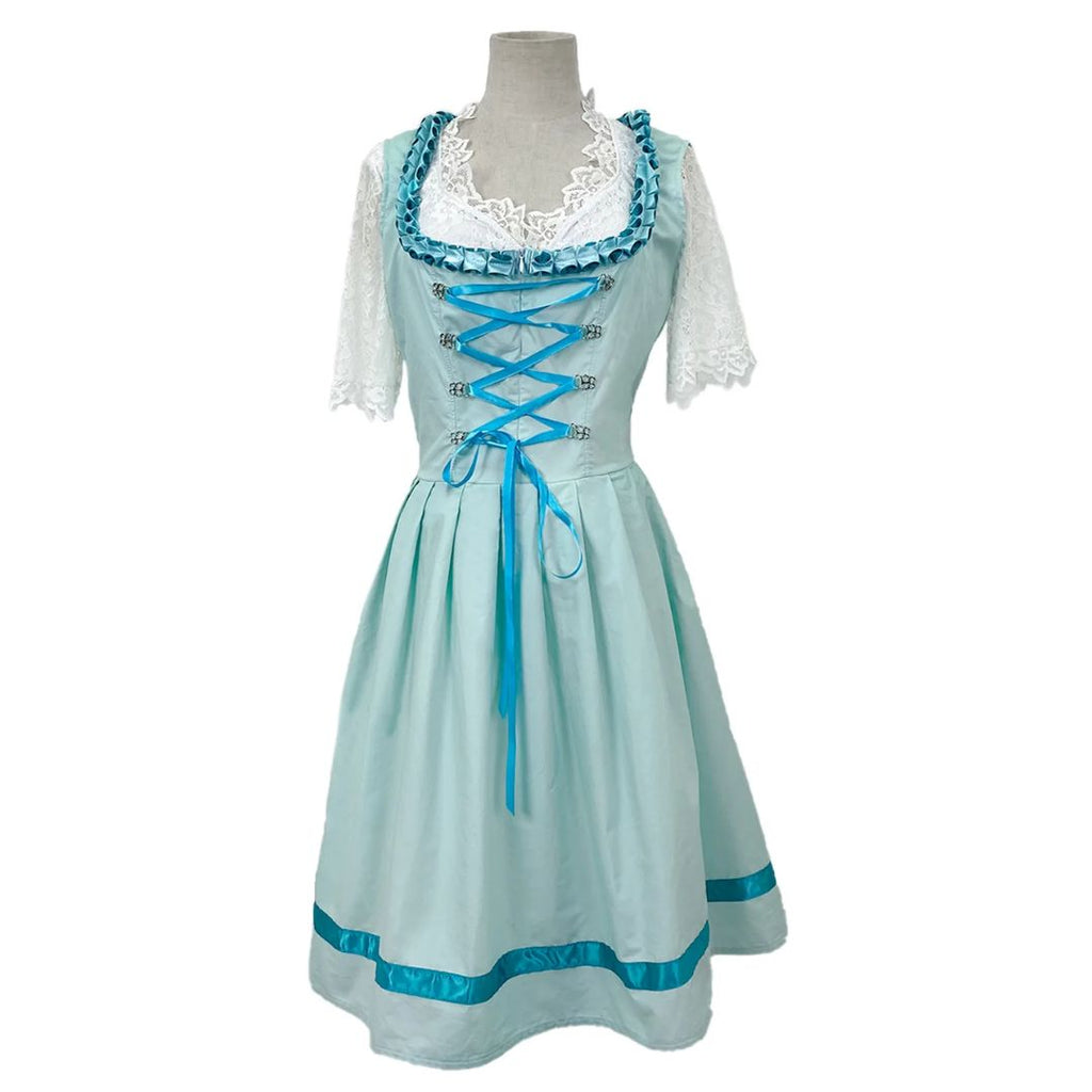 Kleid Damen blau mit Herzausschnitt und ausgestelltem Rock