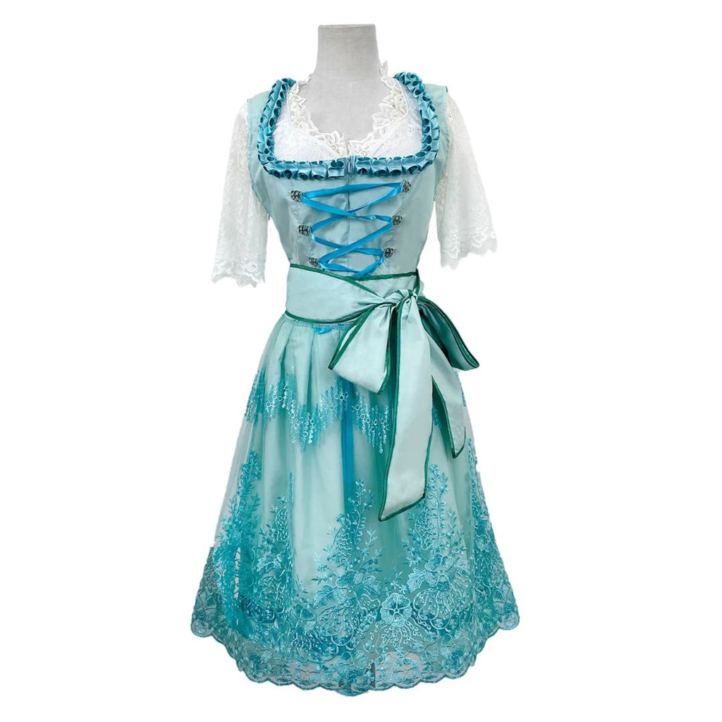 Kleid Damen blau mit Herzausschnitt und ausgestelltem Rock