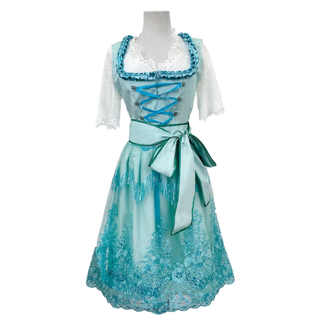 Kleid Damen blau mit Herzausschnitt und ausgestelltem Rock