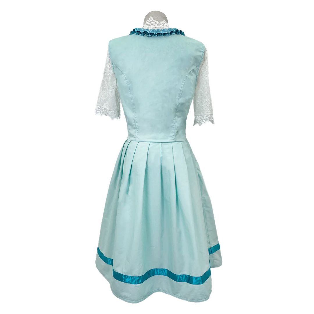 Kleid Damen blau mit Herzausschnitt und ausgestelltem Rock