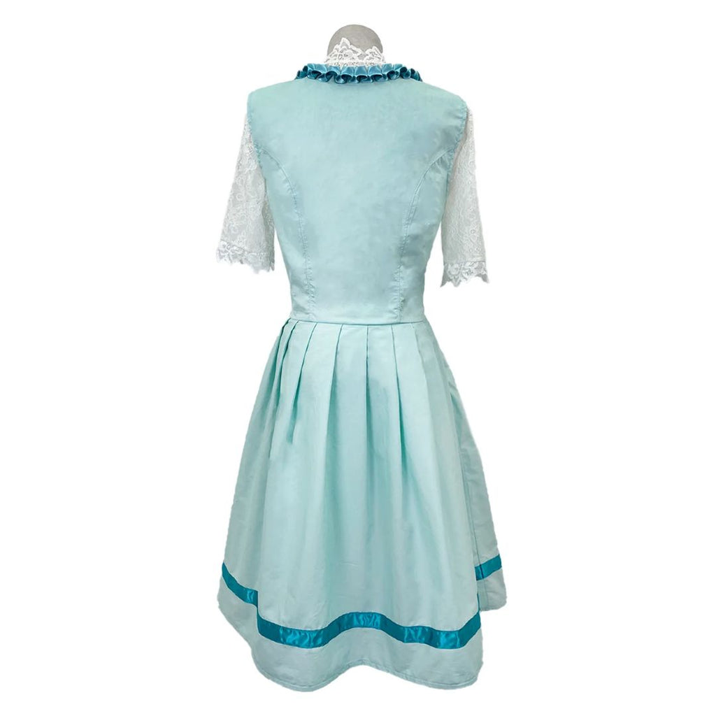 Kleid Damen blau mit Herzausschnitt und ausgestelltem Rock