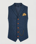 Weste Herren blau mit Reverskragen und Einstecktuch