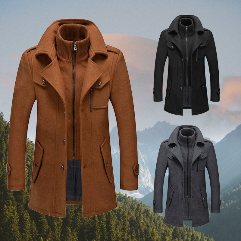 Herrenmantel mit modernem Schnitt und praktischen Taschen - 1