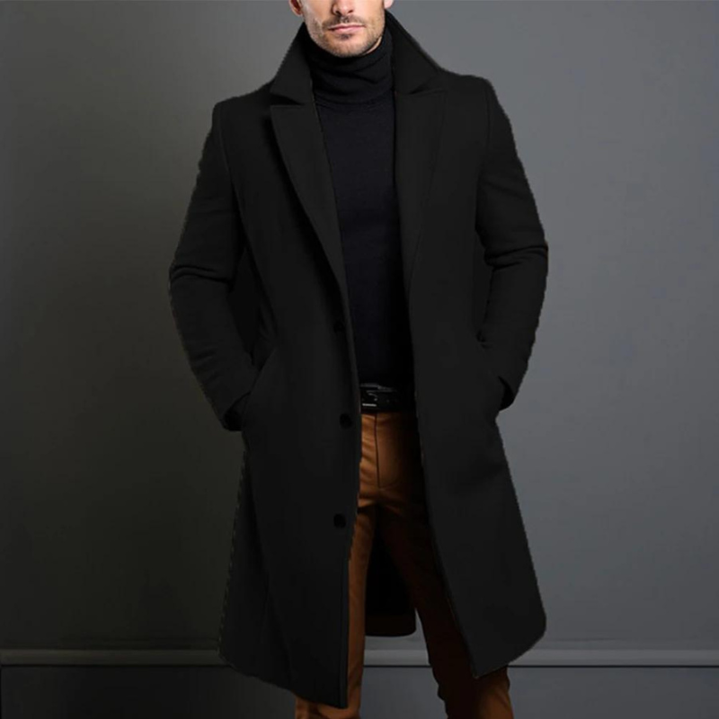 Eleganter Herrenmantel mit tailliertem Schnitt und Reverskragen - 1
