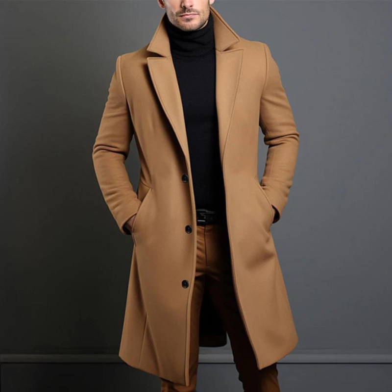 Eleganter Herrenmantel mit tailliertem Schnitt und Reverskragen - 2
