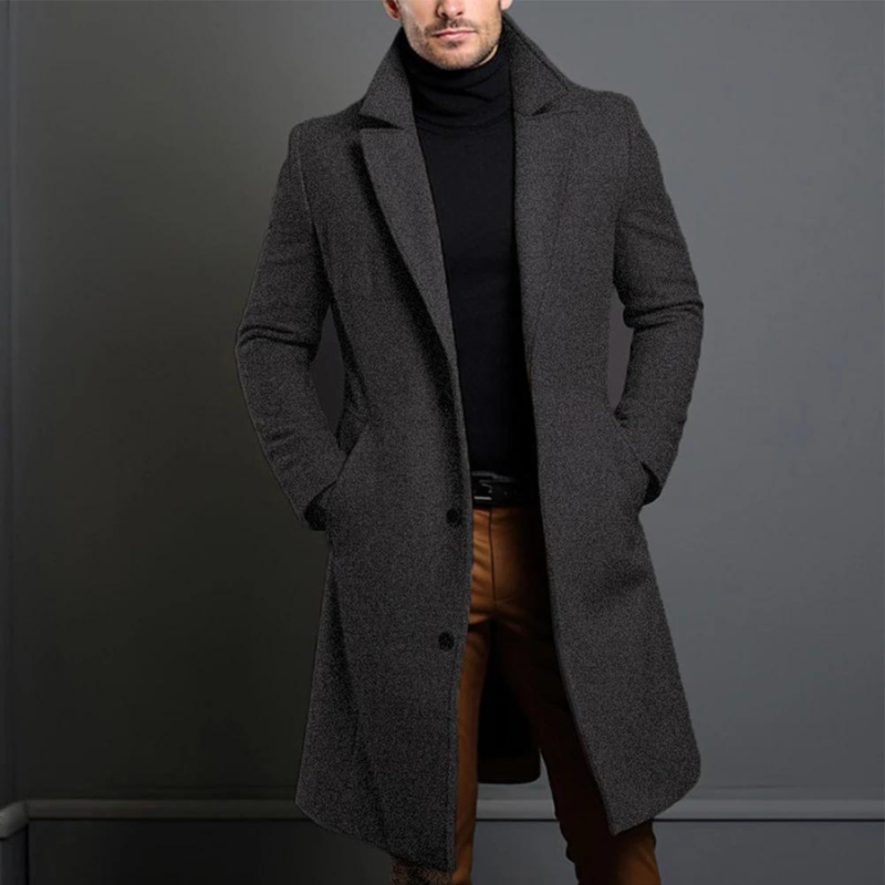 Eleganter Herrenmantel mit tailliertem Schnitt und Reverskragen - 3