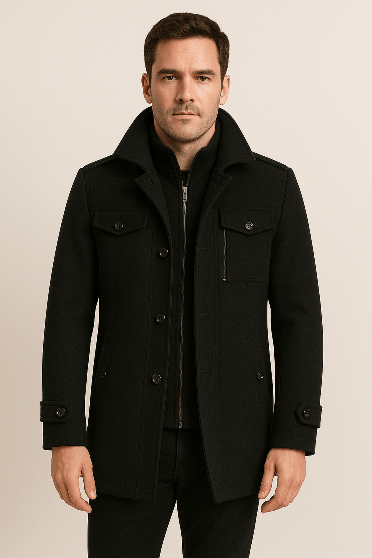 Moderne Herrenjacke mit funktionalem Schnitt und praktischen Taschen - 1