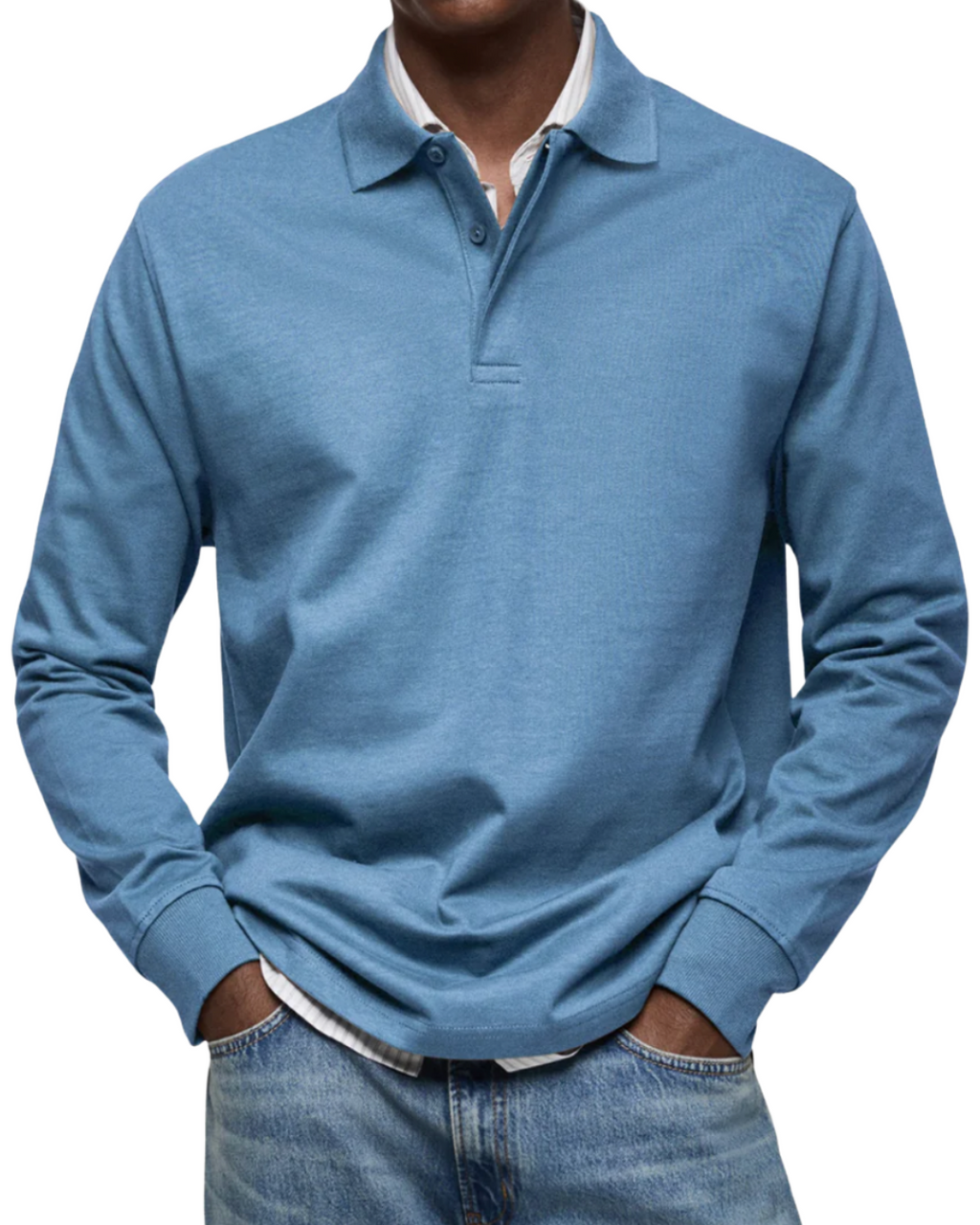 Herren Poloshirt mit langen Ärmeln - Klassischer Schnitt und eleganter Kragen - 1