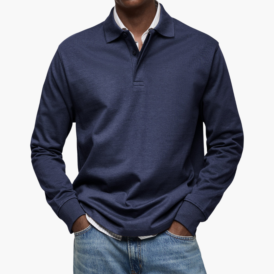 Herren Poloshirt mit langen Ärmeln - Klassischer Schnitt und eleganter Kragen - 2