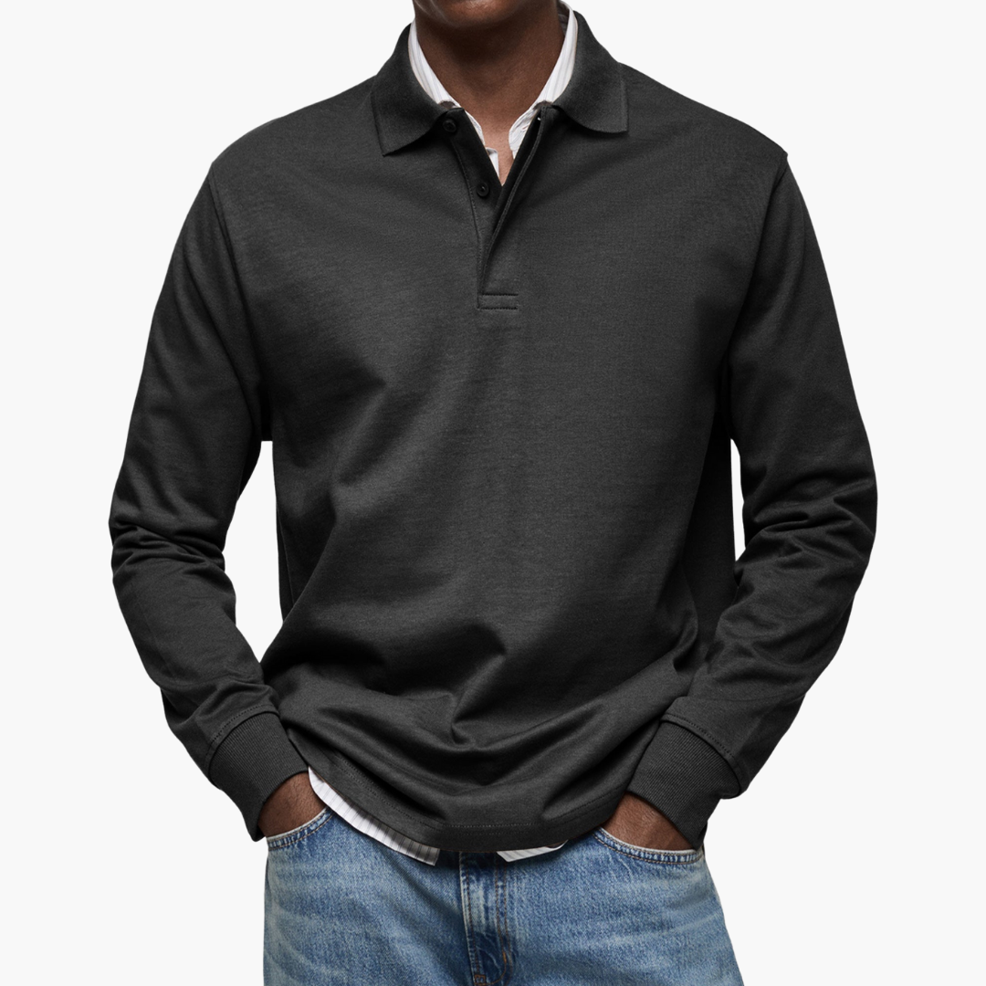 Herren Poloshirt mit langen Ärmeln - Klassischer Schnitt und eleganter Kragen - 3