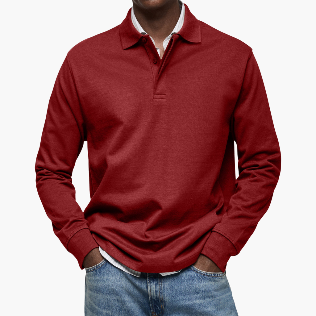 Herren Poloshirt mit langen Ärmeln - Klassischer Schnitt und eleganter Kragen - 4