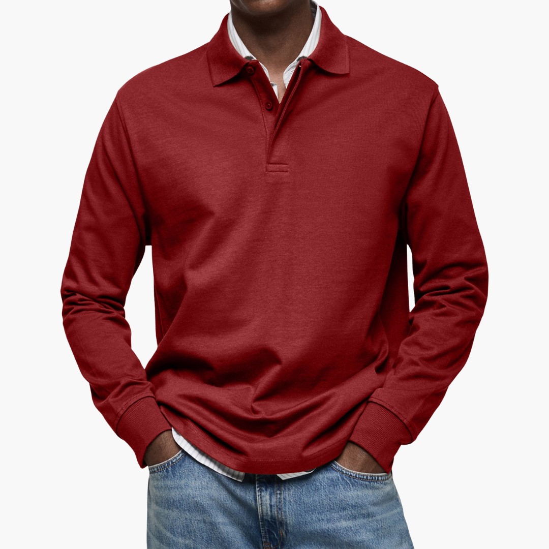 Herren Poloshirt mit langen Ärmeln - Klassischer Schnitt und eleganter Kragen - 4