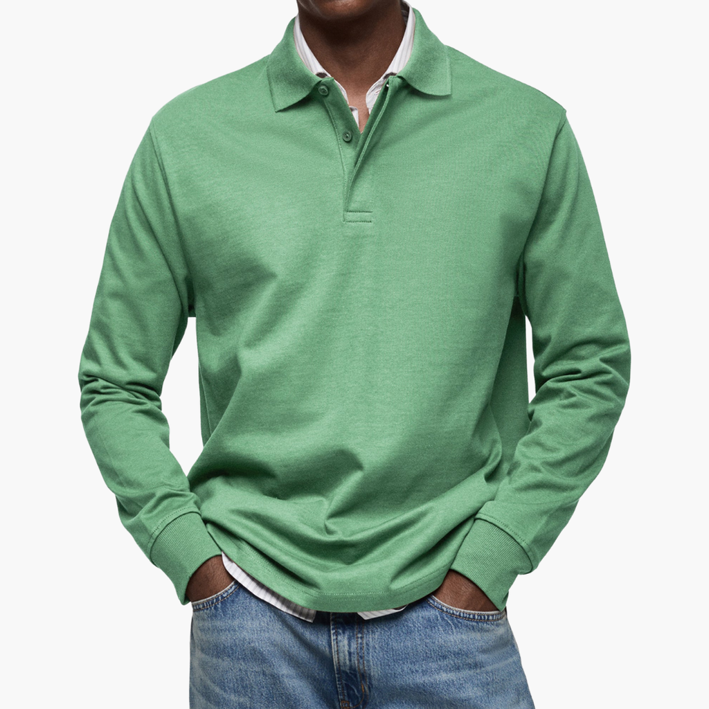 Herren Poloshirt mit langen Ärmeln - Klassischer Schnitt und eleganter Kragen - 6