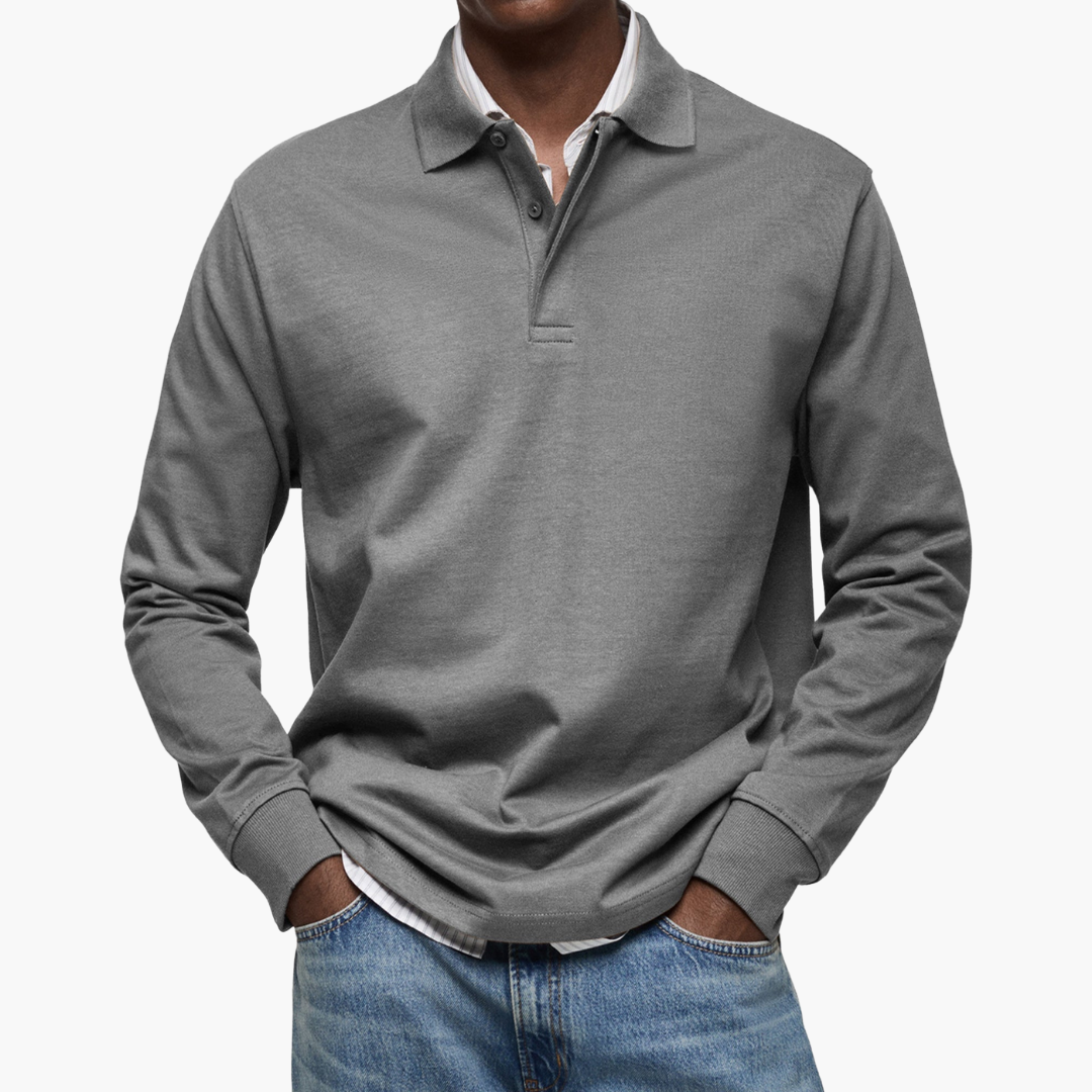 Herren Poloshirt mit langen Ärmeln - Klassischer Schnitt und eleganter Kragen - 7