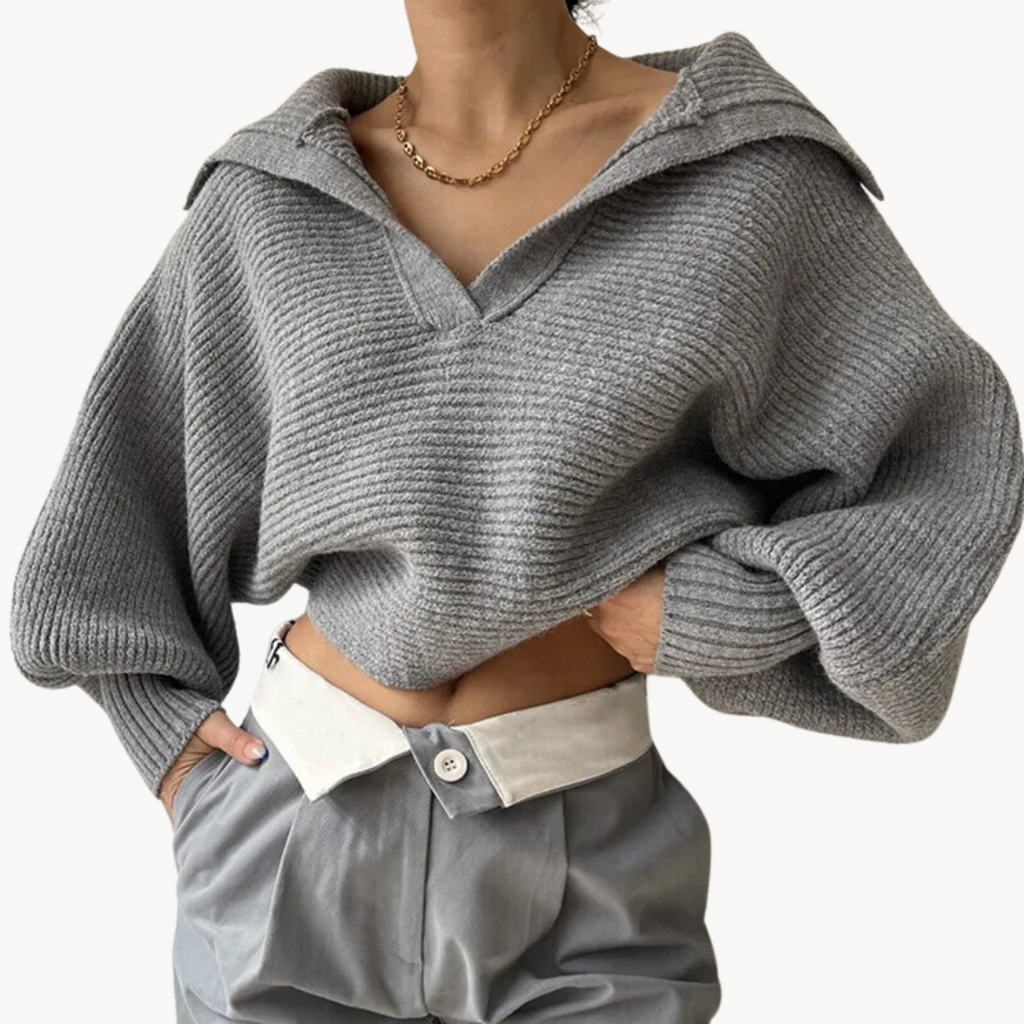 Pullover Damen mit V-Ausschnitt und Oversized-Schnitt - 1