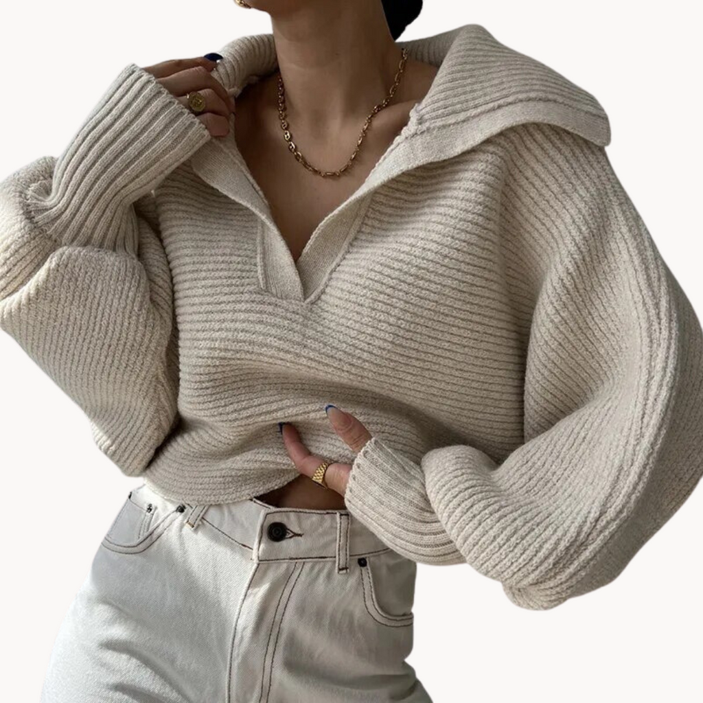 Pullover Damen mit V-Ausschnitt und Oversized-Schnitt - 3