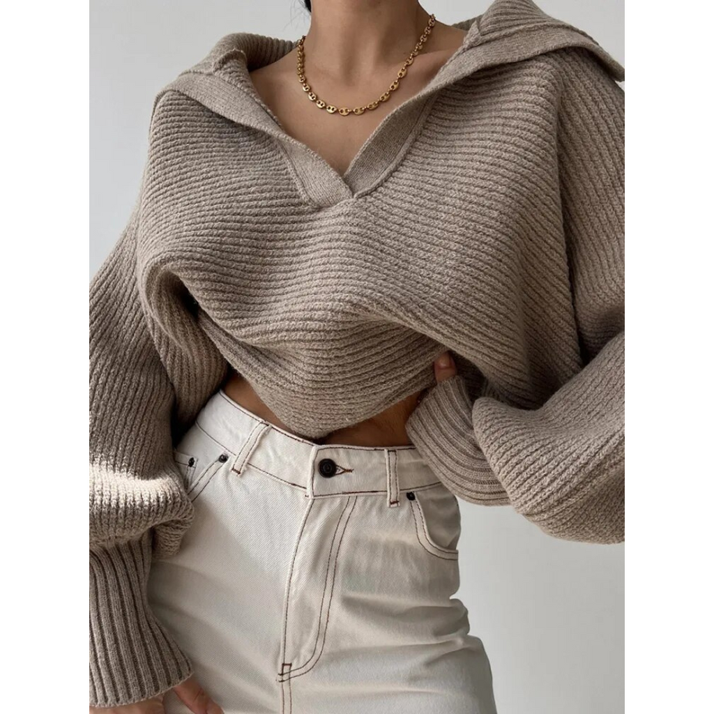 Pullover Damen mit V-Ausschnitt und Oversized-Schnitt - 4