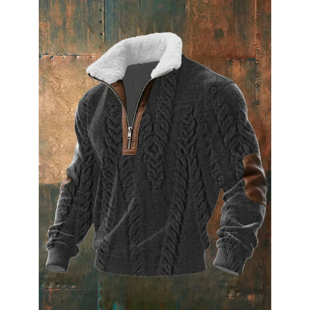 Pullover Herren mit Stehkragen und Reißverschluss - 4