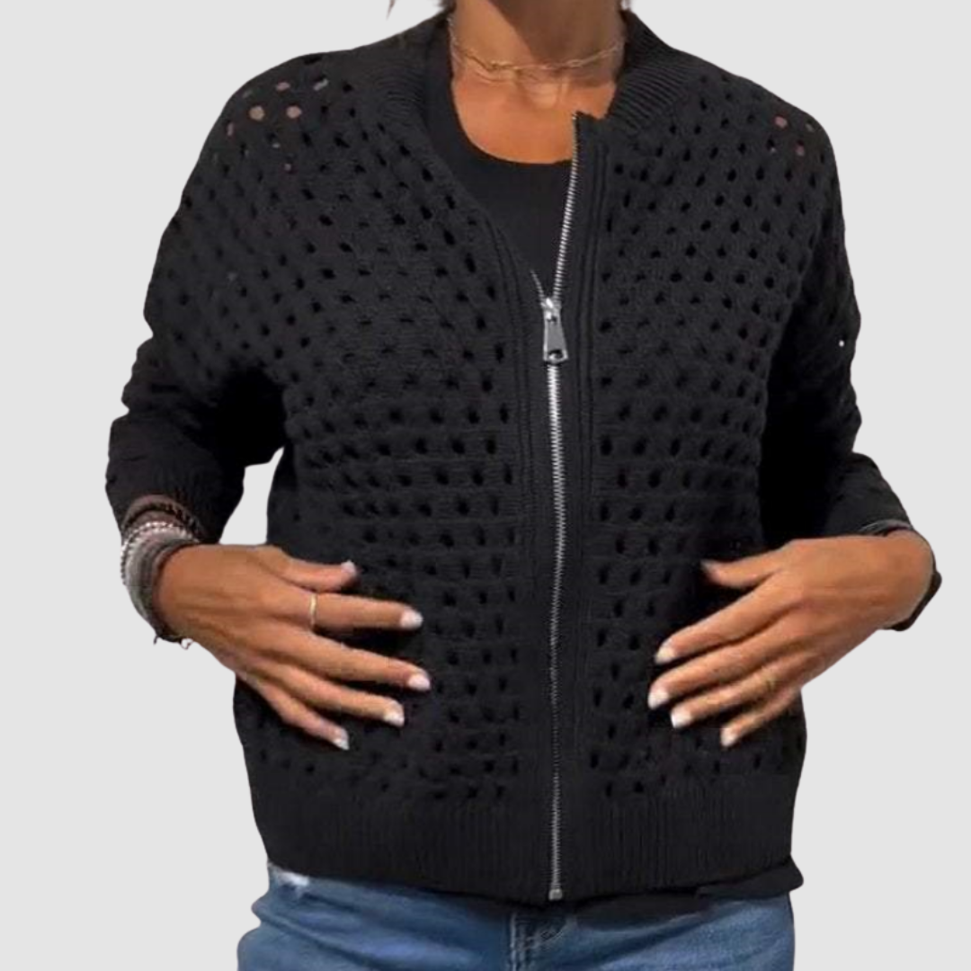 Luftiger Cardigan Damen mit Reißverschluss und lässigem Schnitt - 2