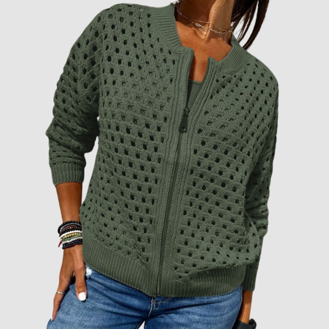 Luftiger Cardigan Damen mit Reißverschluss und lässigem Schnitt - 3