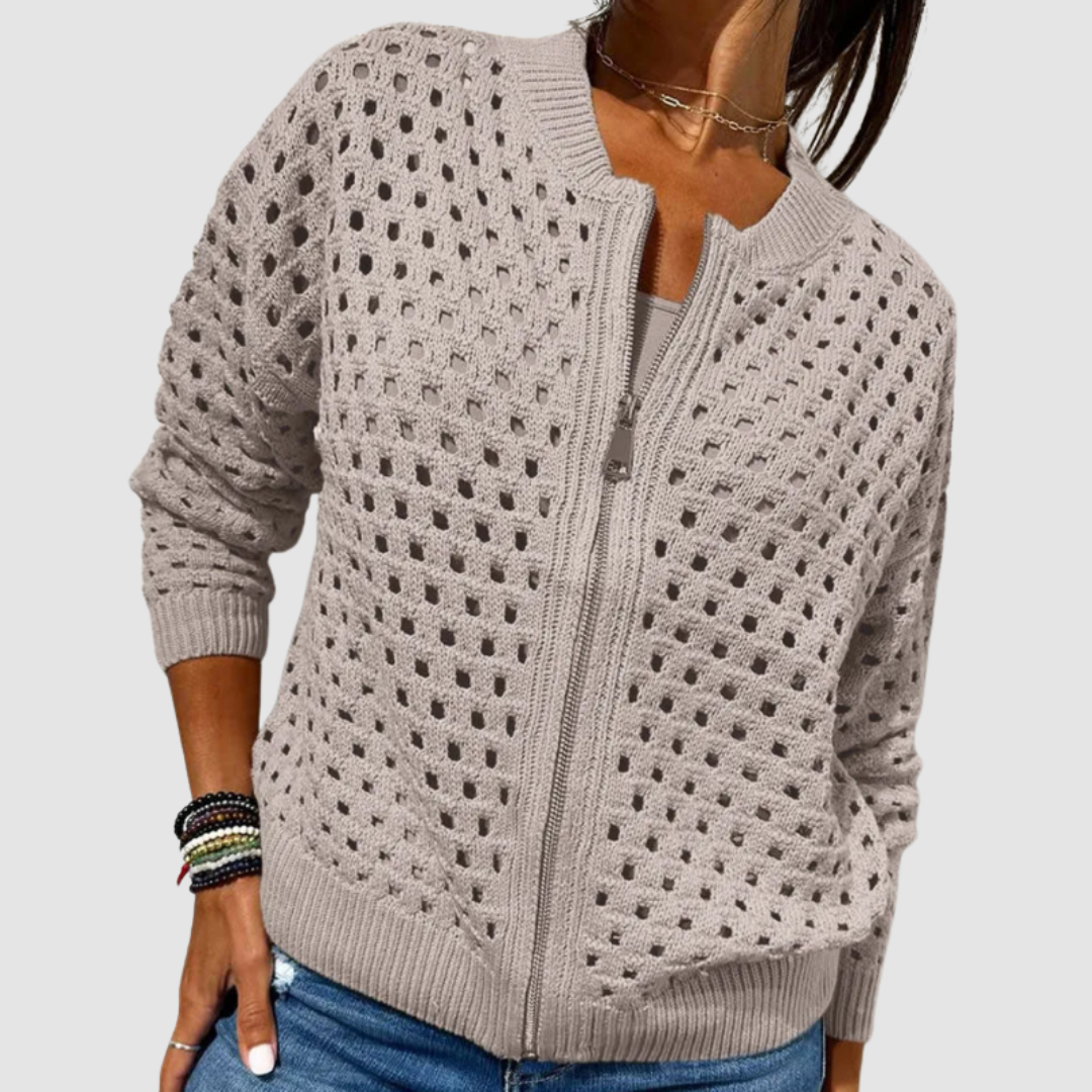 Luftiger Cardigan Damen mit Reißverschluss und lässigem Schnitt - 4