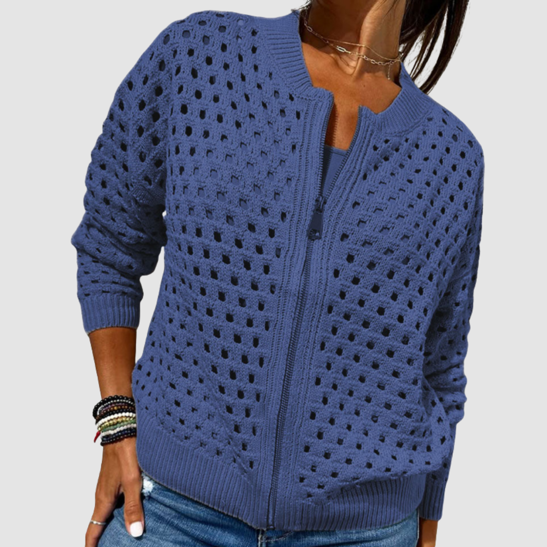 Luftiger Cardigan Damen mit Reißverschluss und lässigem Schnitt - 5