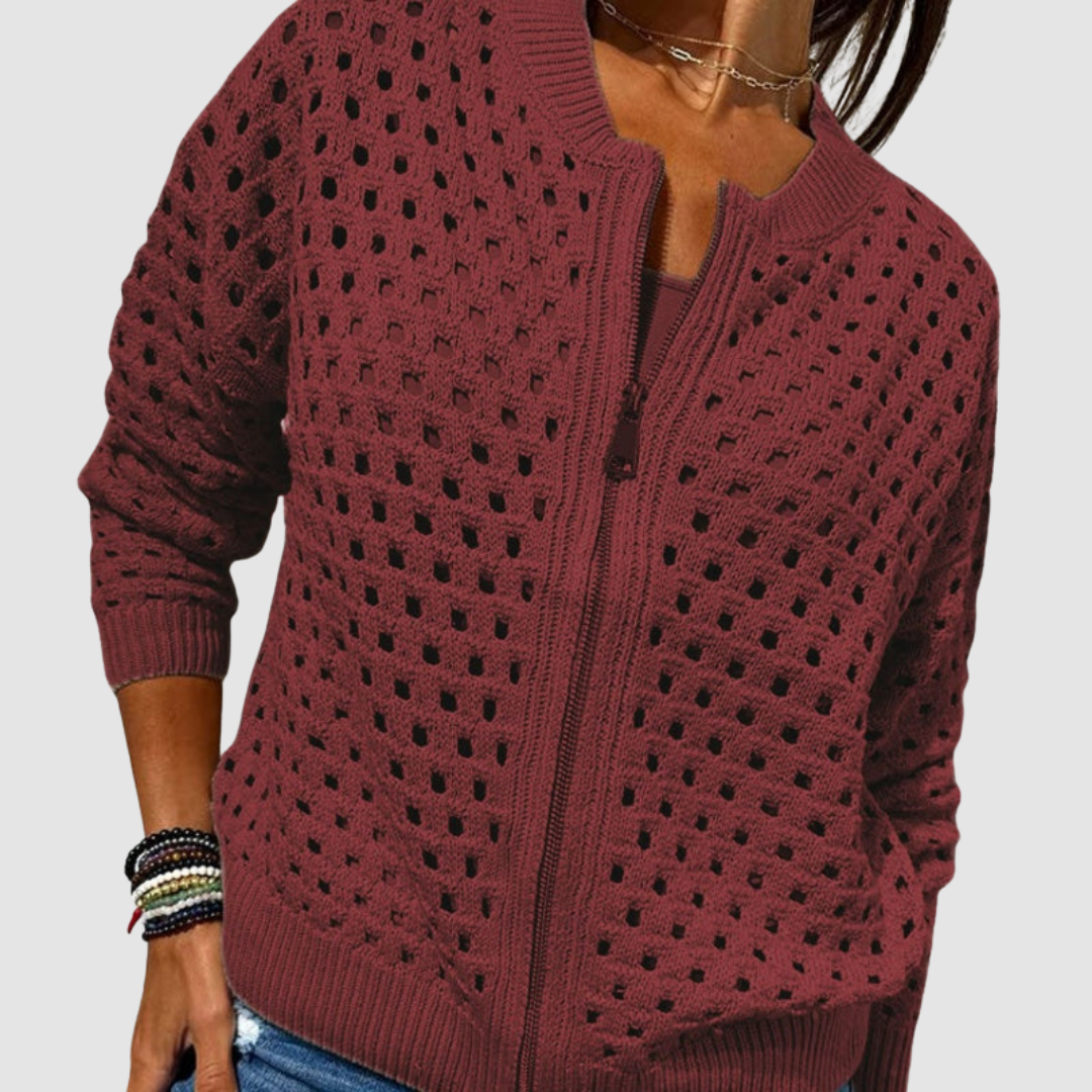 Luftiger Cardigan Damen mit Reißverschluss und lässigem Schnitt - 6
