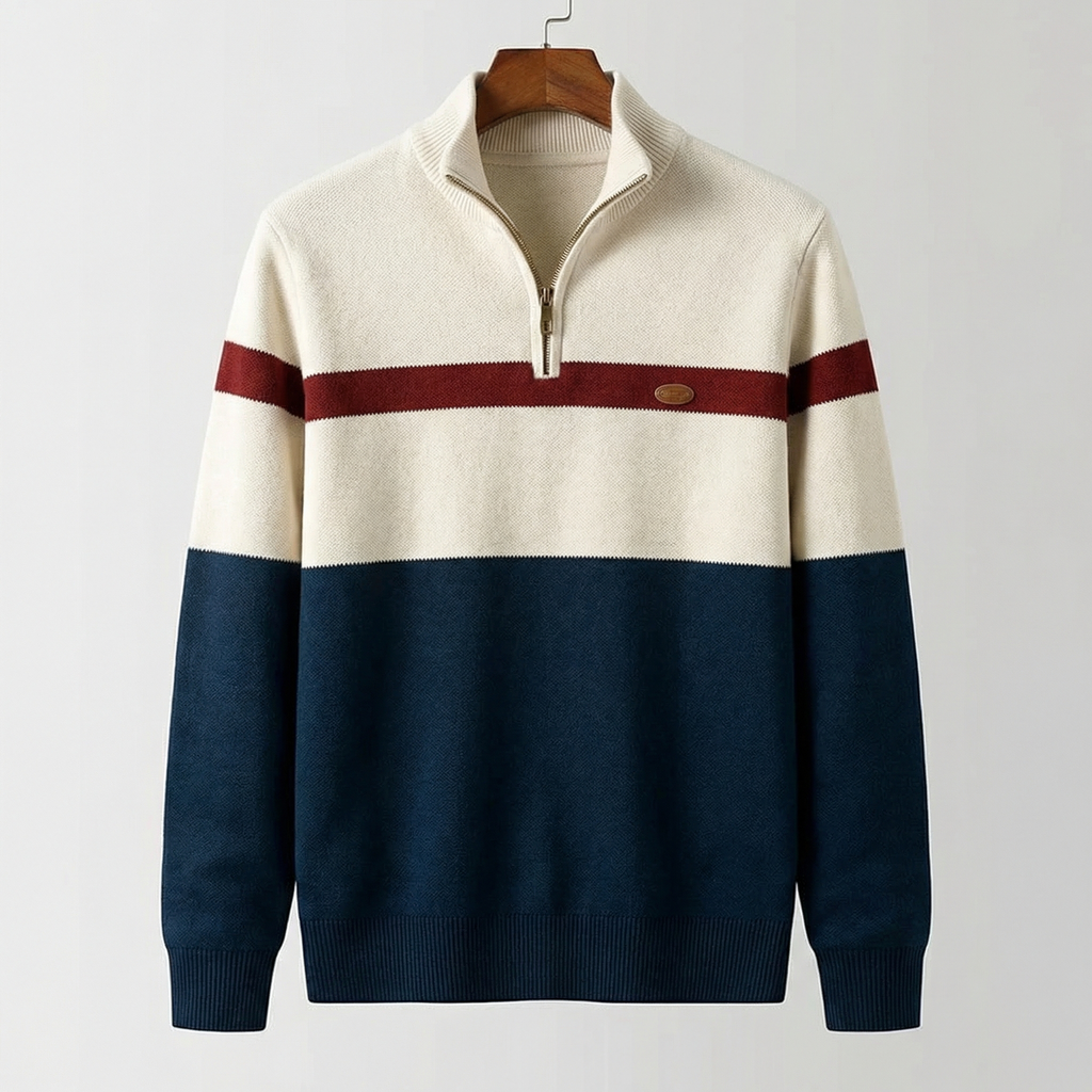 Pullover Herren mit Stehkragen und Reißverschluss - 1