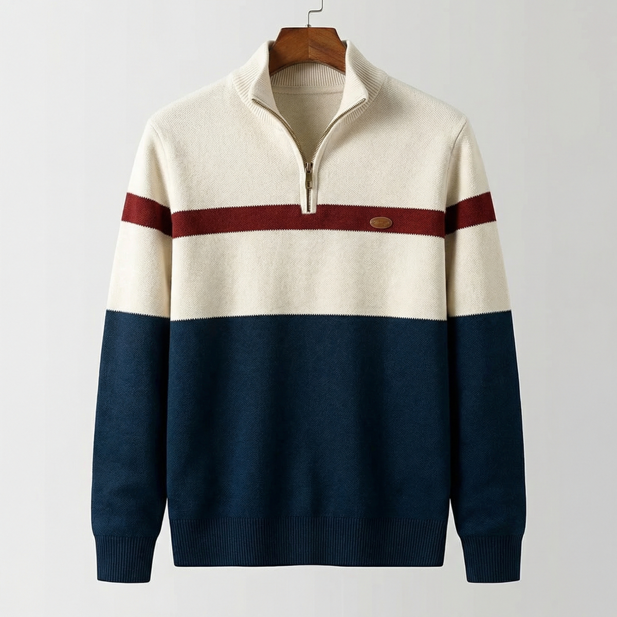 Pullover Herren mit Stehkragen und Reißverschluss - 1