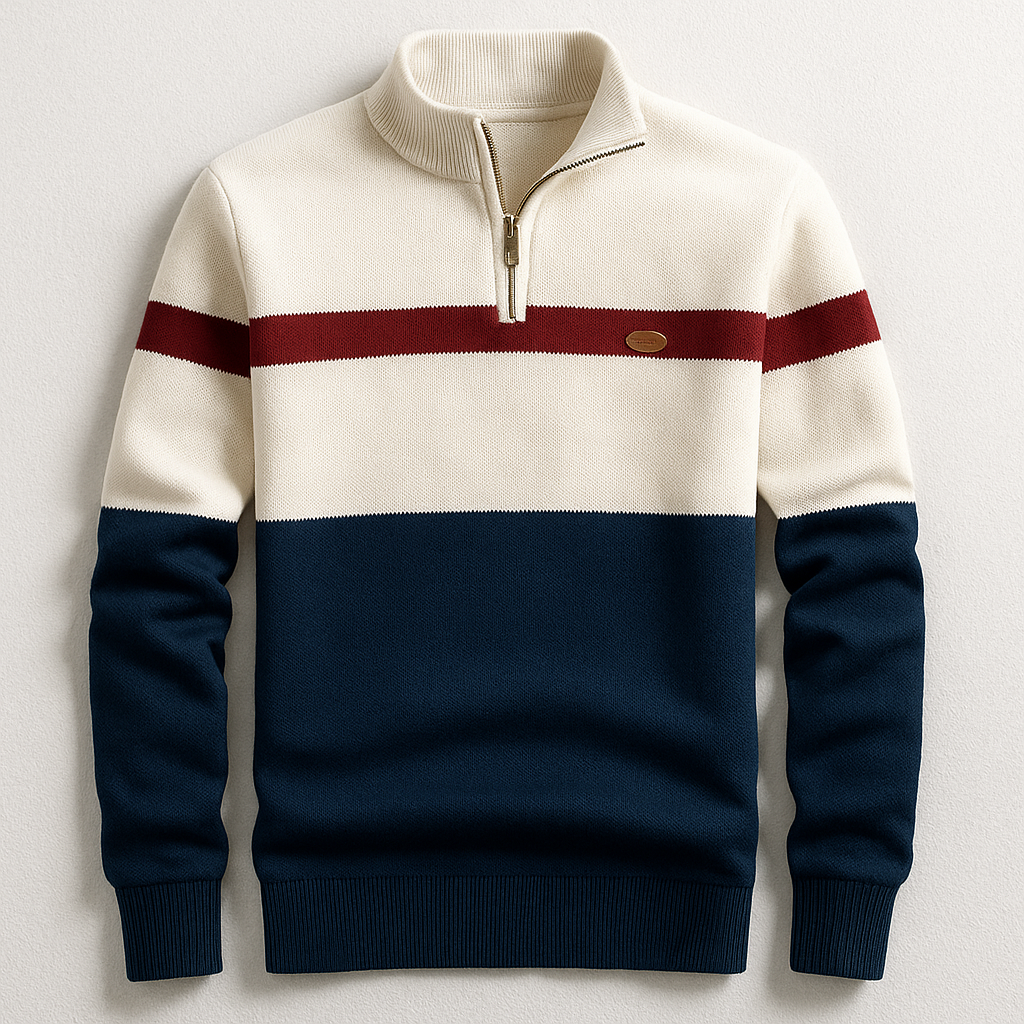 Pullover Herren mit Stehkragen und Reißverschluss - 3