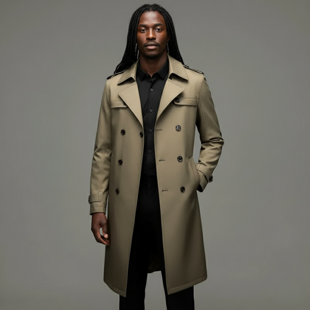 Trenchcoat Herren mit schlanker Passform und doppeltem Knopfverschluss - 1
