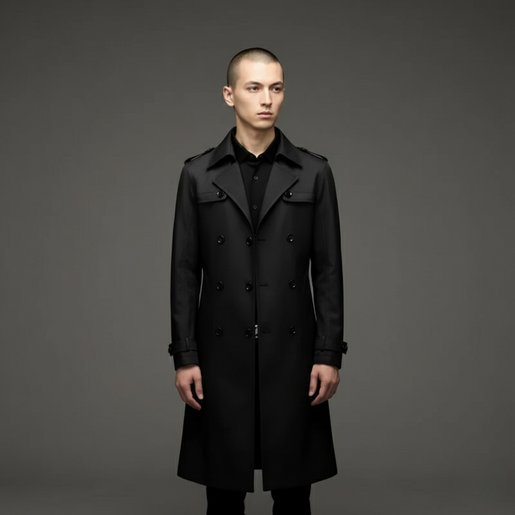 Trenchcoat Herren mit schlanker Passform und doppeltem Knopfverschluss - 4