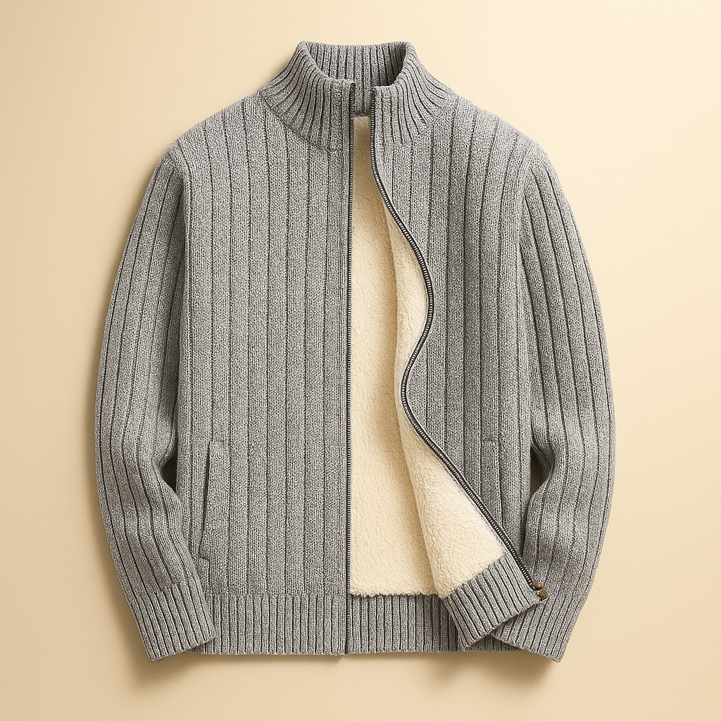 Herren Cardigan mit Stehkragen und Reißverschluss - 4