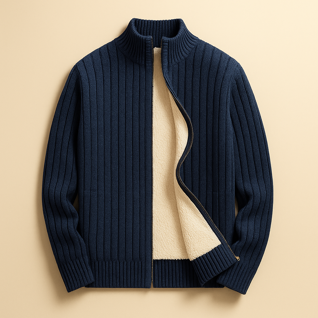 Herren Cardigan mit Stehkragen und Reißverschluss - 6