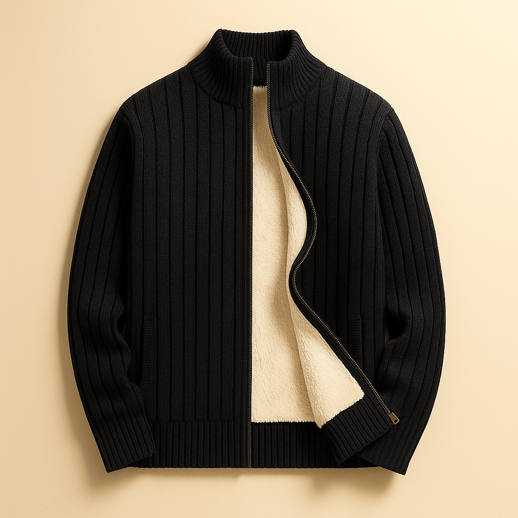Herren Cardigan mit Stehkragen und Reißverschluss - 7