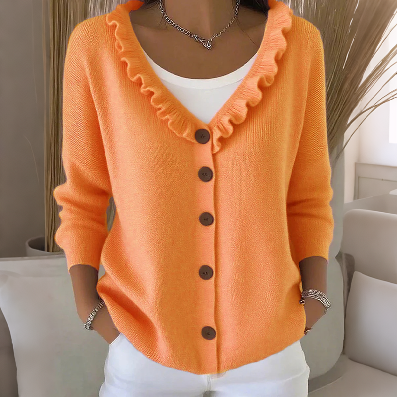 Cardigan Damen mit Rüschendetail und Knopfleiste - 3