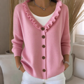 Cardigan Damen mit Rüschendetail und Knopfleiste - 5