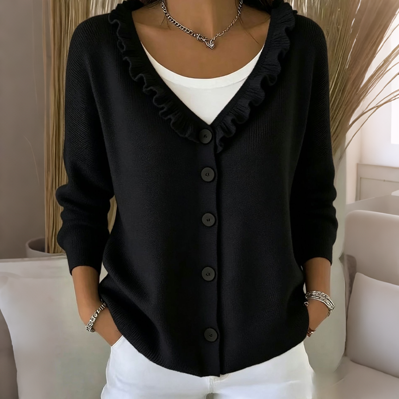 Cardigan Damen mit Rüschendetail und Knopfleiste - 9