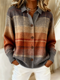 Cardigan Damen mit klassischem Karomuster und Knopfverschluss - 1