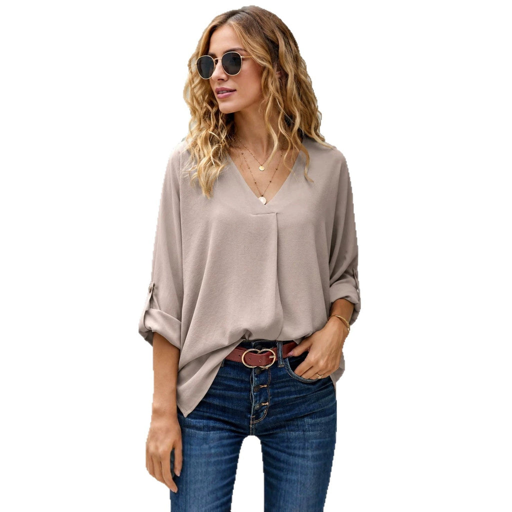 Bluse Damen mit V-Ausschnitt und lässigem Schnitt - 1