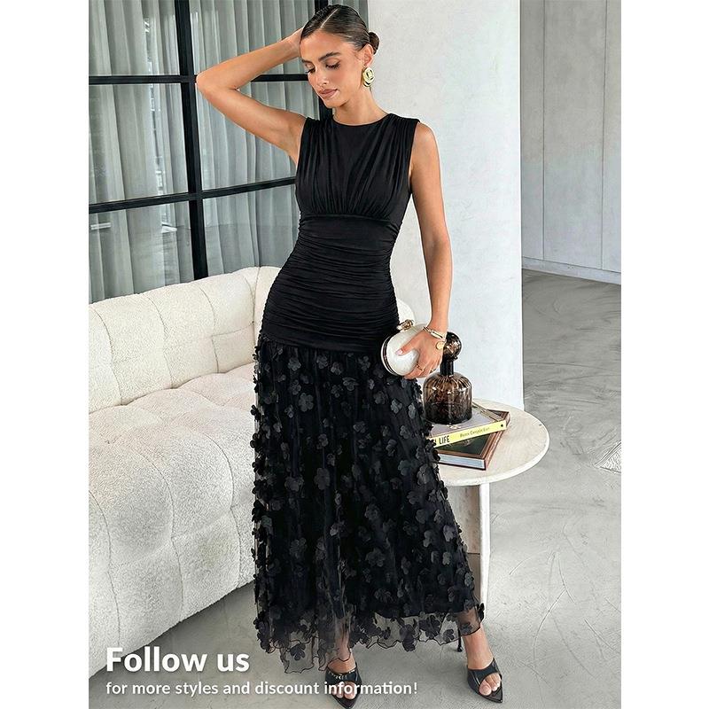 Maxikleid Damen mit figurbetontem Oberteil und schwingendem Rock - 4
