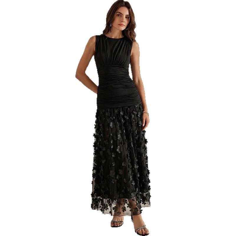Maxikleid Damen mit figurbetontem Oberteil und schwingendem Rock - 5