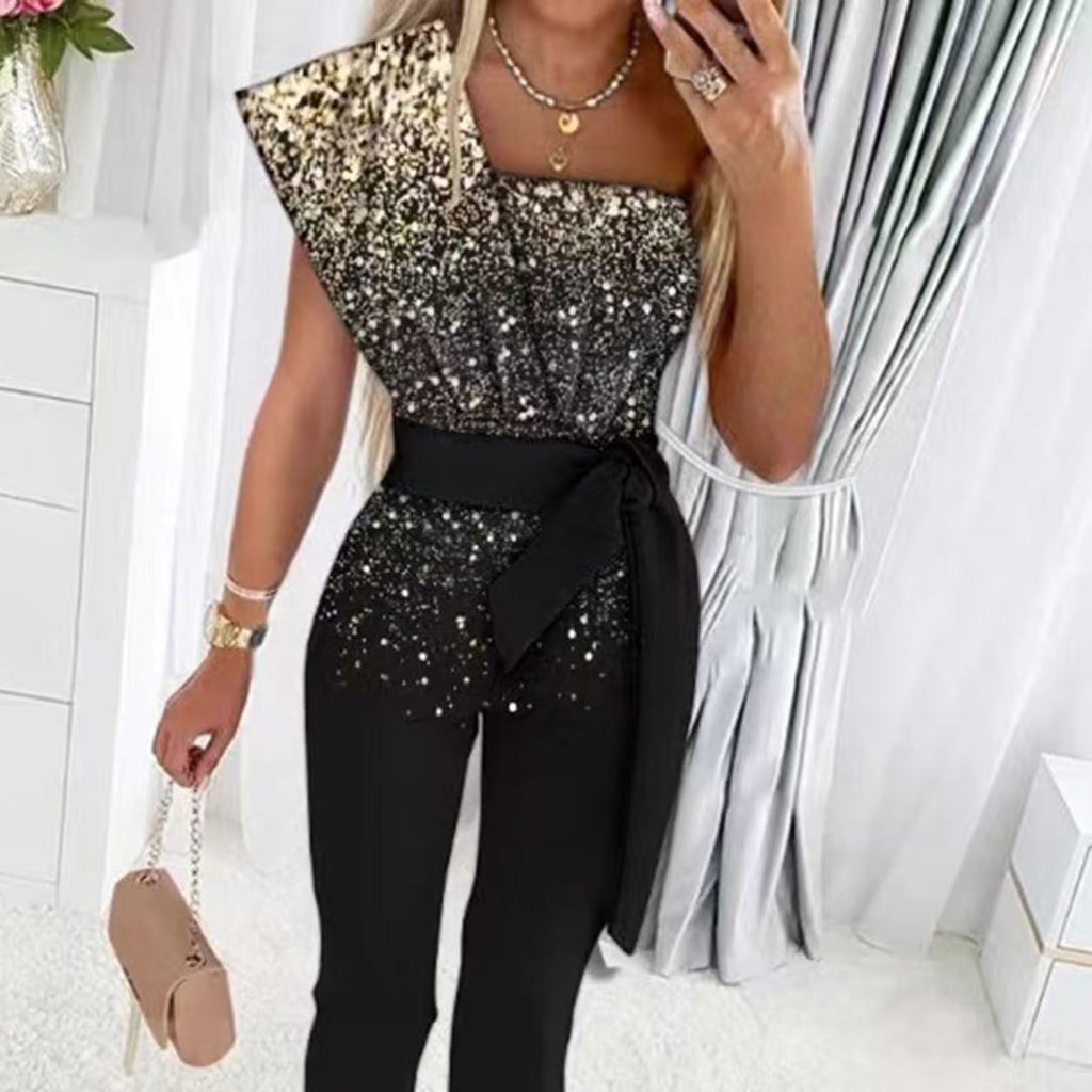 Jumpsuit Damen mit asymmetrischem Schnitt und taillierter Passform - 1